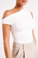 Alayna Recycled Nylon Ruched Top - White
